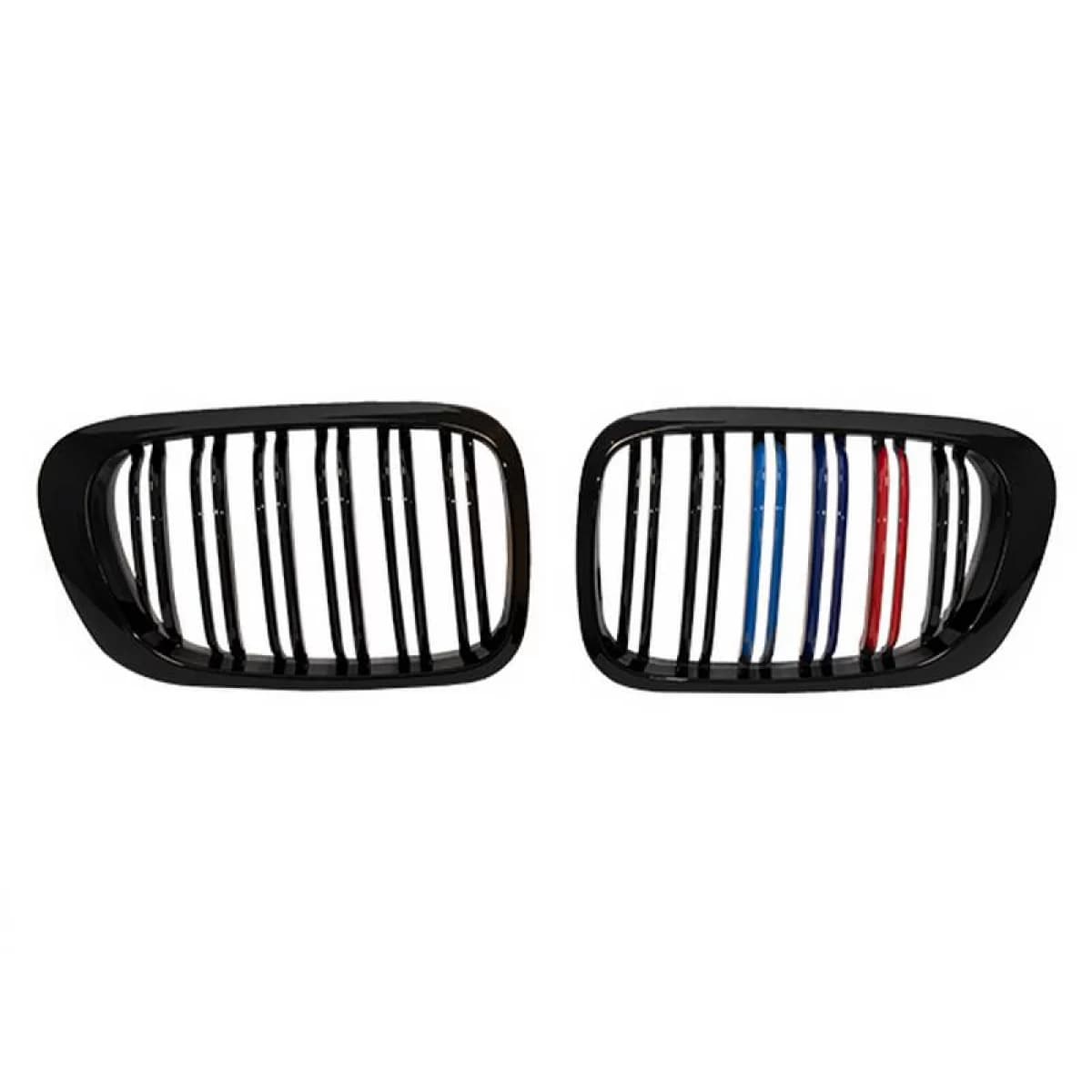 Front Grilles suitable for BMW 3 E46 99-03 Coupe/Cabrio M4 Look with Double Grille Tri-color / Glossy Black 2 Pcs