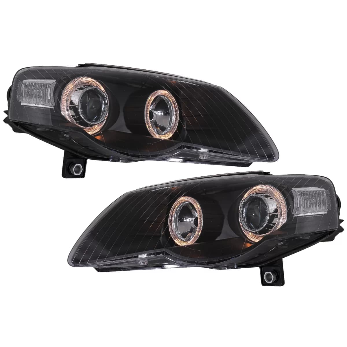 Headlights suitable for VW Passat B6 3C (03.2005-2010) 2 Halo Rims Black