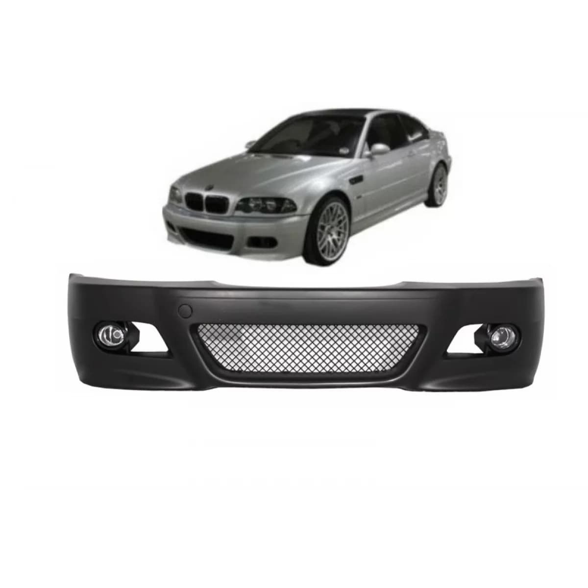 Front Bumper with Fog Lights suitable for BMW 3 Series Coupe Cabrio Sedan Estate E46 (1998-2004) M3 Design