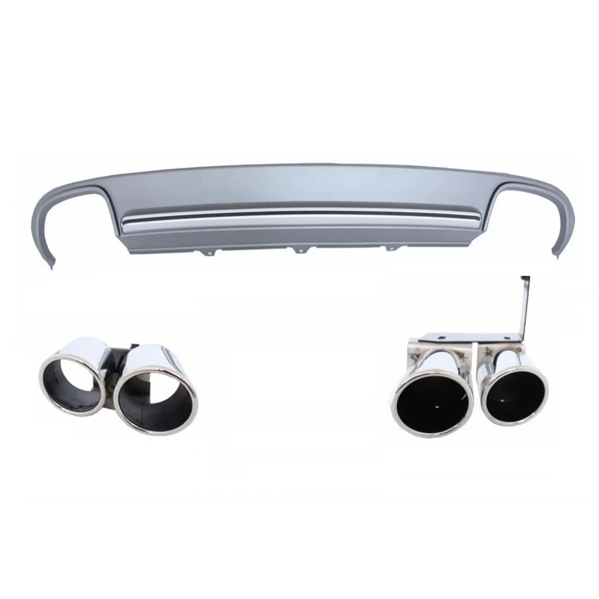 Rear Bumper Valance Diffuser & Exhaust Tips suitable for AUDI A4 B8 Sedan Facelift (2012-2015) S4 Design