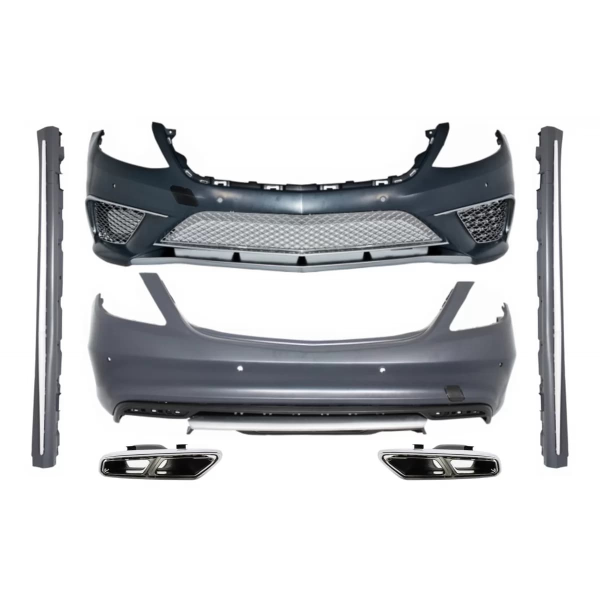 Complete Body Kit with Exhaust Tips Chrome suitable for Mercedes W222 S-Class (2013-07.2017 ) S65 Design LWB