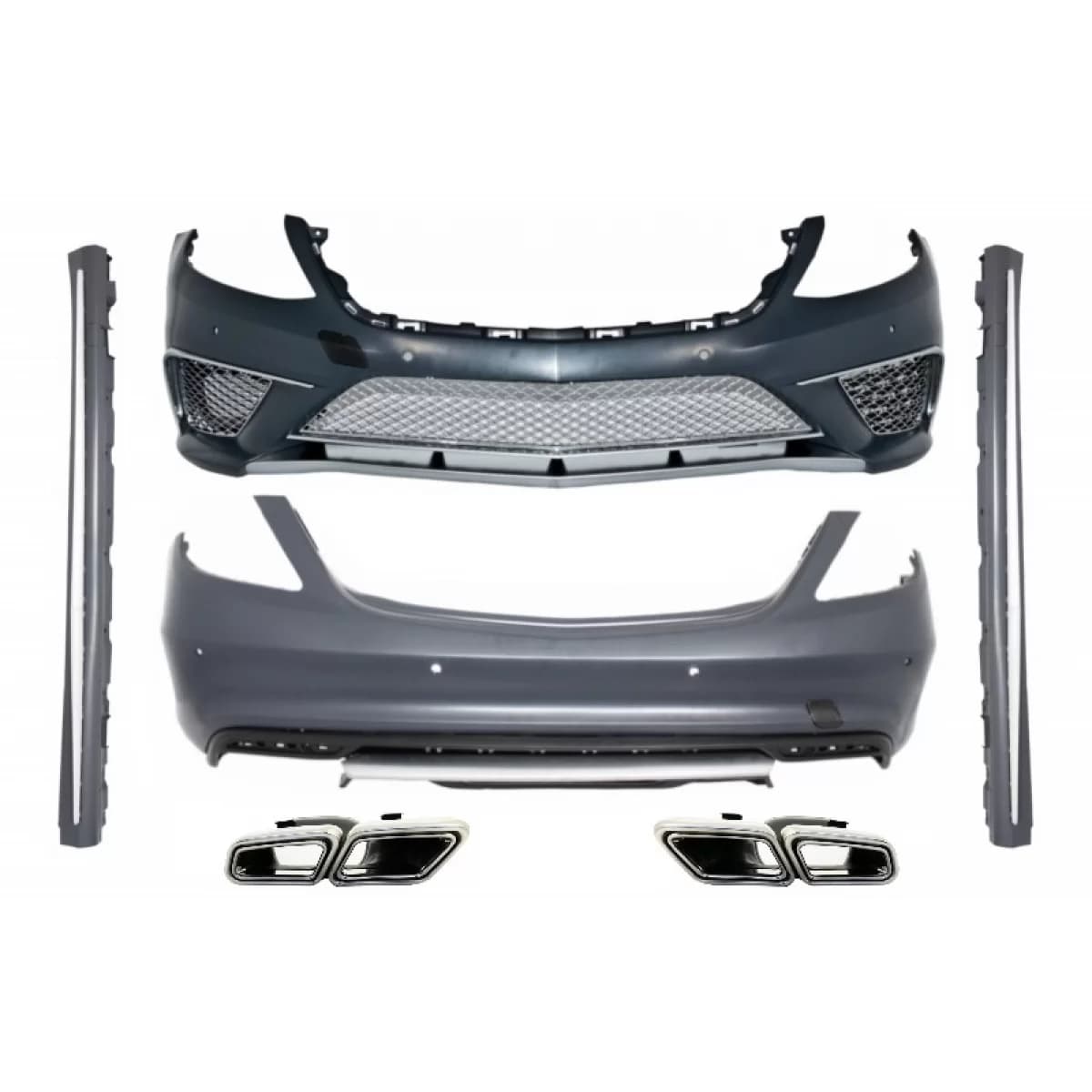 Body kit suitable for Mercedes S-Class W222 (2013-06.2017) Bumper with Side Skirts and Exhaust Tips S63 Look LWB