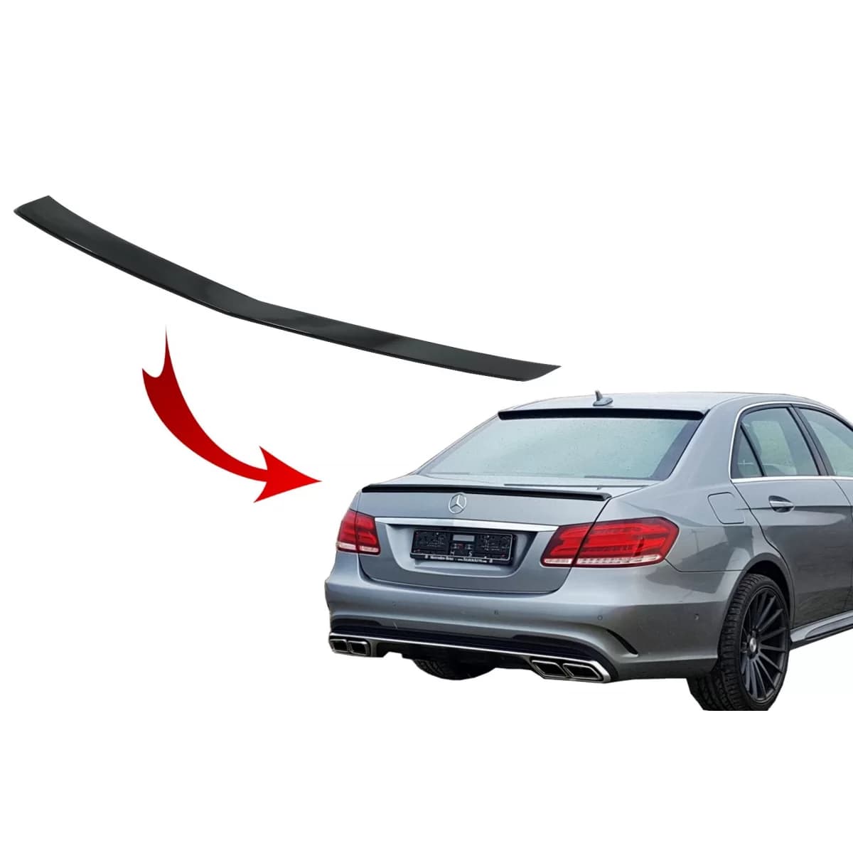 Trunk Spoiler suitable for Mercedes E-Class W212 (2009-2016) Facelift Design Piano Black