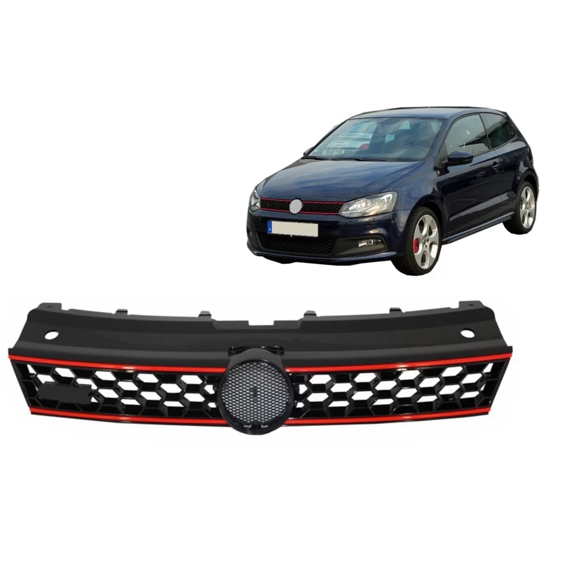Front Grille Central Sport Grille suitable for VW Polo 6R (2009-2014) GTI Design