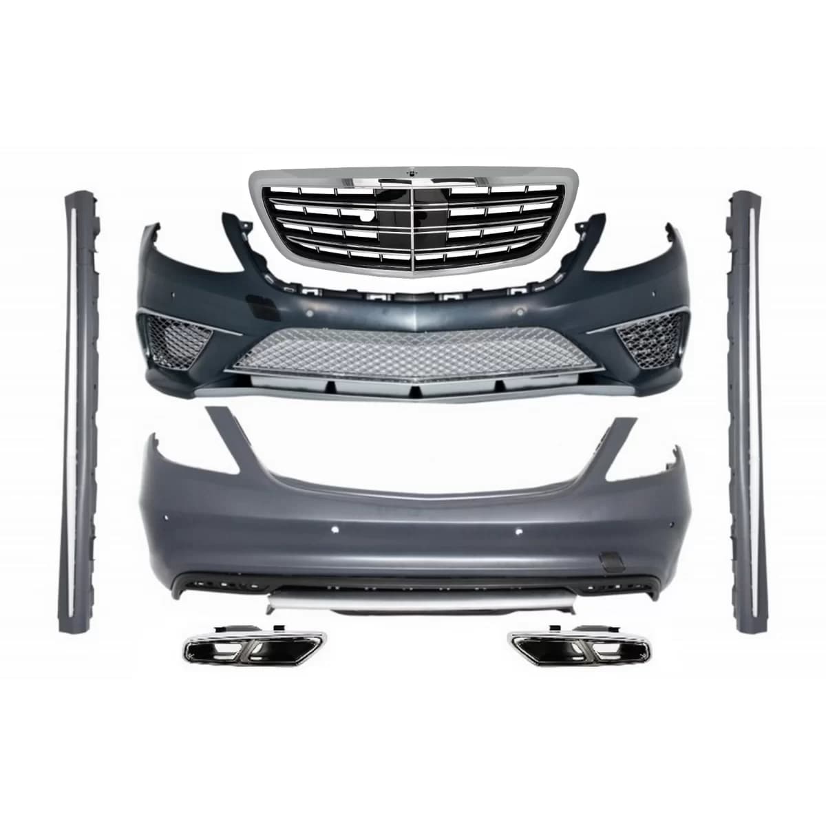 Complete Body Kit with Exhaust Tips suitable for Mercedes W222 S-Class (2013-06.2017) S65 Design LWB