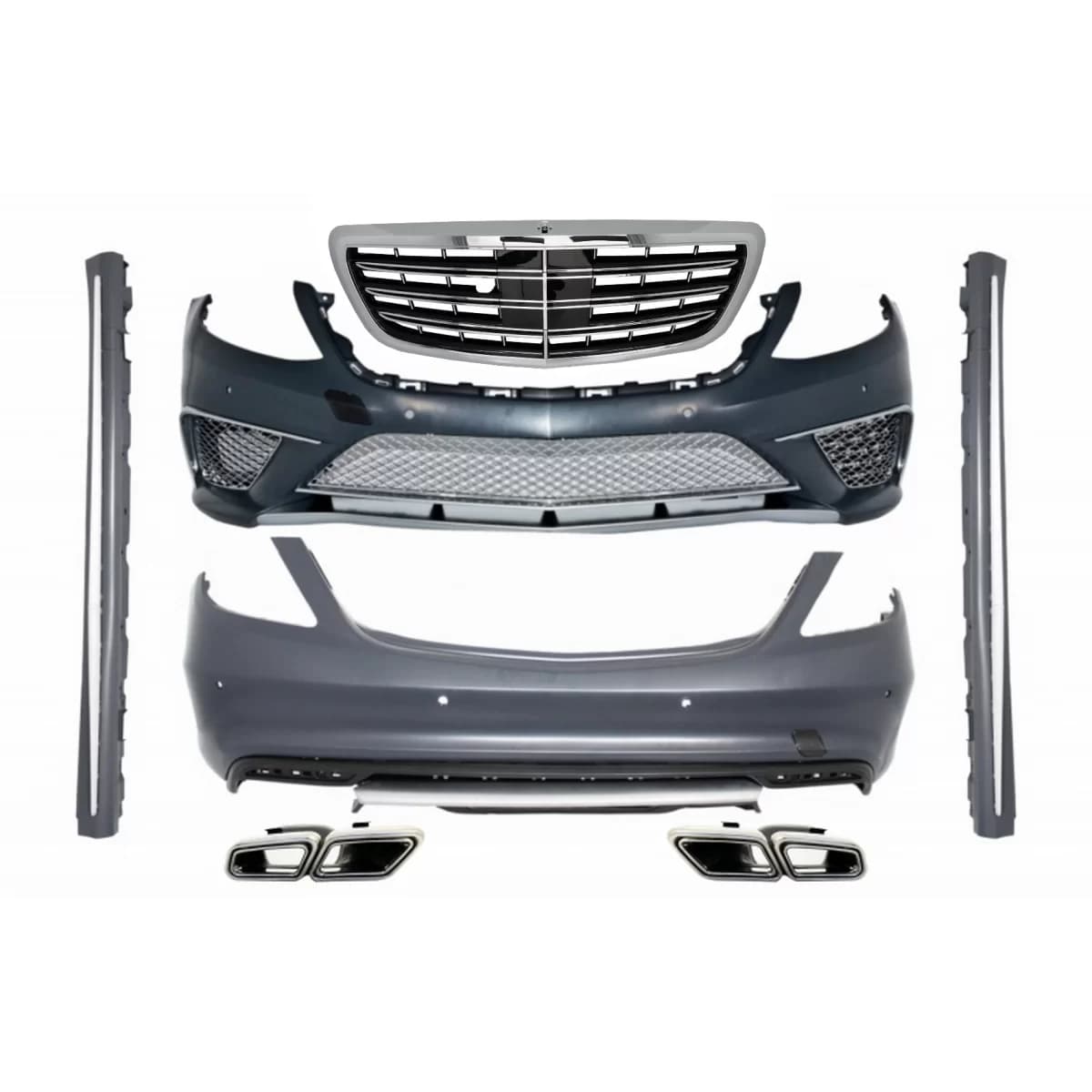 Body Kit with Exhaust Tips suitable for Mercedes W222 S-Class (2013-07.2017) S65 S63 Design