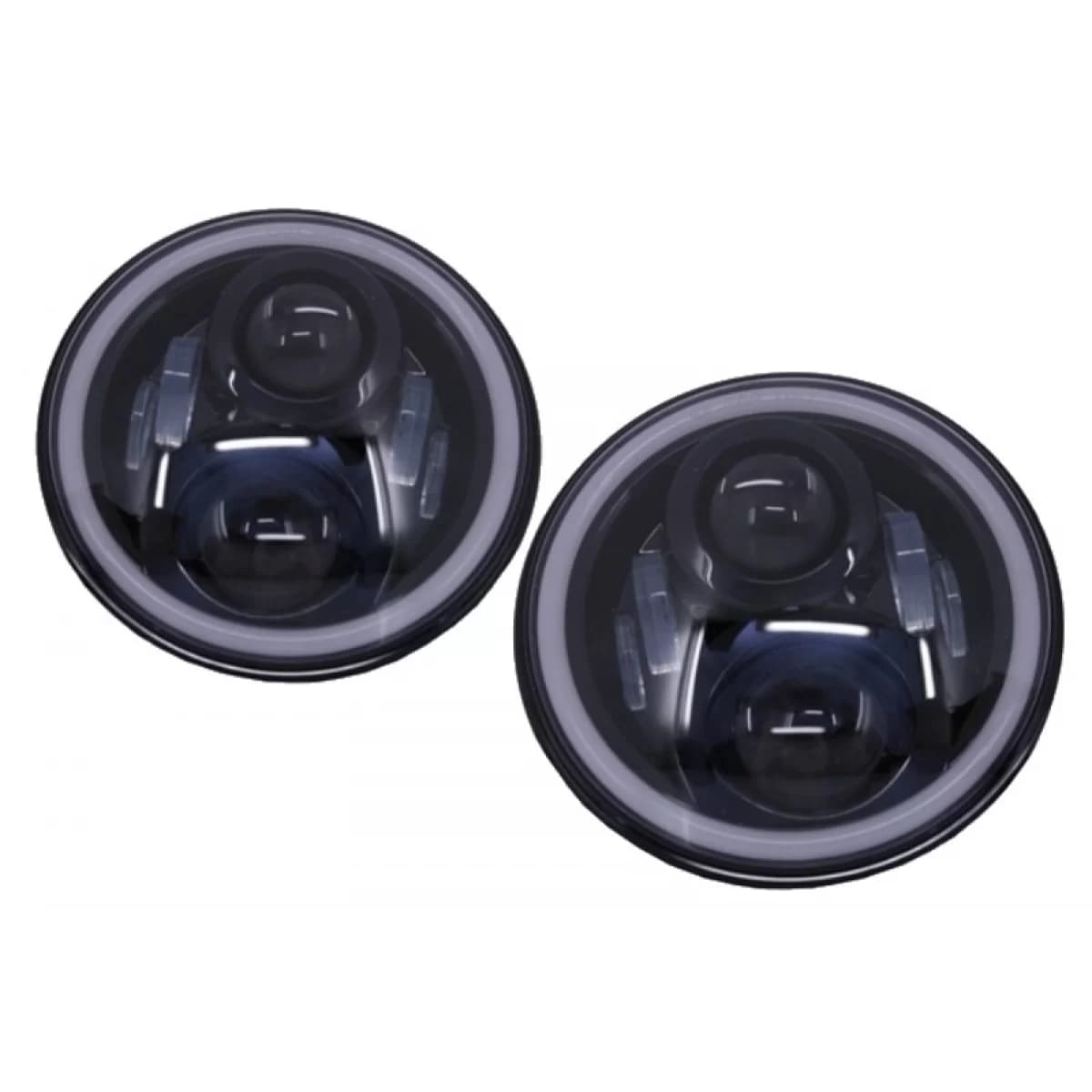7 Inch CREE LED Headlights Amber Halo DRL suitable for Jeep Wrangler JK TJ LJ Land Rover Defender Mercedes W463 Black