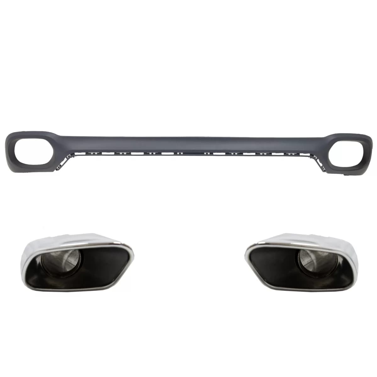 Rear Bumper Valance Diffuser and Square Exhaust Tips suitable for BMW X6 F16 V8 Design M-Tech Style