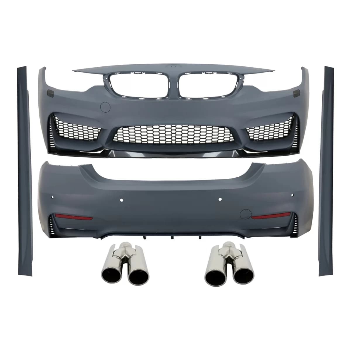Complete Body Kit suitable for BMW 4 Series F32 Coupe F33 Cabrio (2013-2019) M4 Design with Exhaust Muffler Tips ACS Design