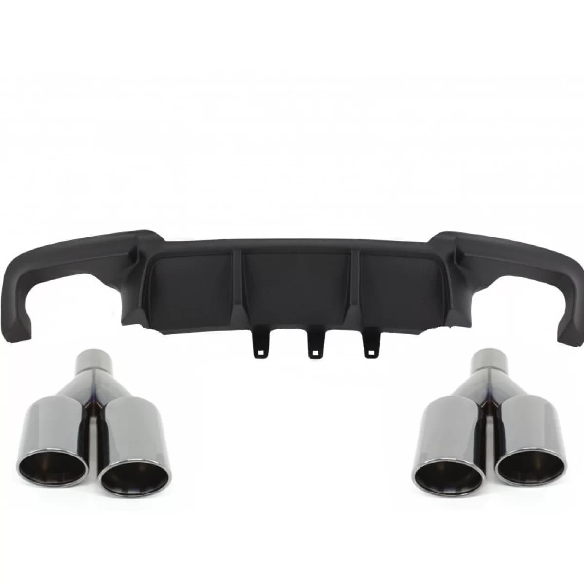 Double Outlet Air Diffuser suitable for BMW 5 Series F10 F11 (2011-2017) M Sport Design with Exhaust Muffler Tips Black