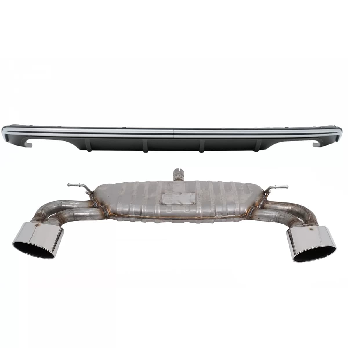 Rear Bumper Valance Diffuser suitable for Audi A3 8V Hatchback Sportback (2012-2015) with Complete Exhaust System S3 Design