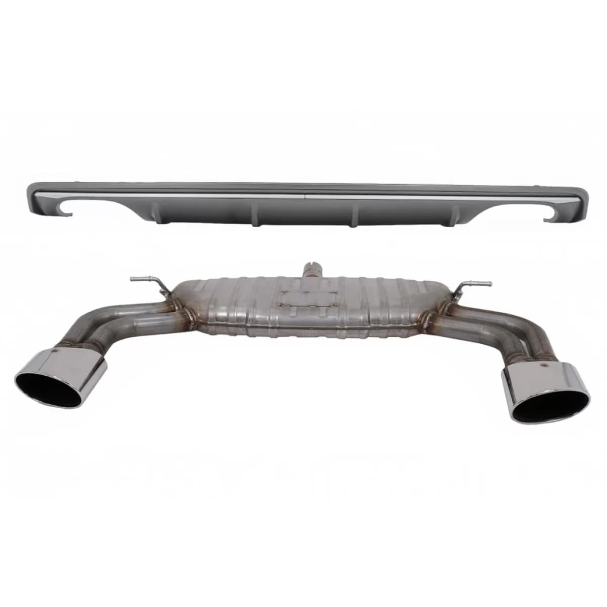 Rear Bumper Valance Diffuser with Exhaust System suitable for Audi A3 8V Sedan (2012-2015) S3 Design only for Standard Bumper
