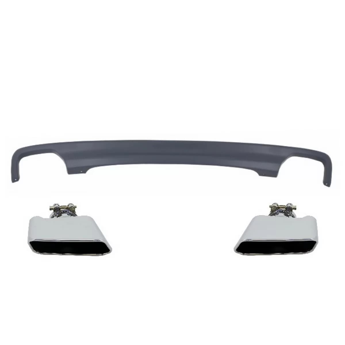 Double Outlet Air Diffuser suitable for BMW F10 F11 Sedan Touring 5 Series (2011-2017) 550i Design with Exhaust Muffler Tips Square Design