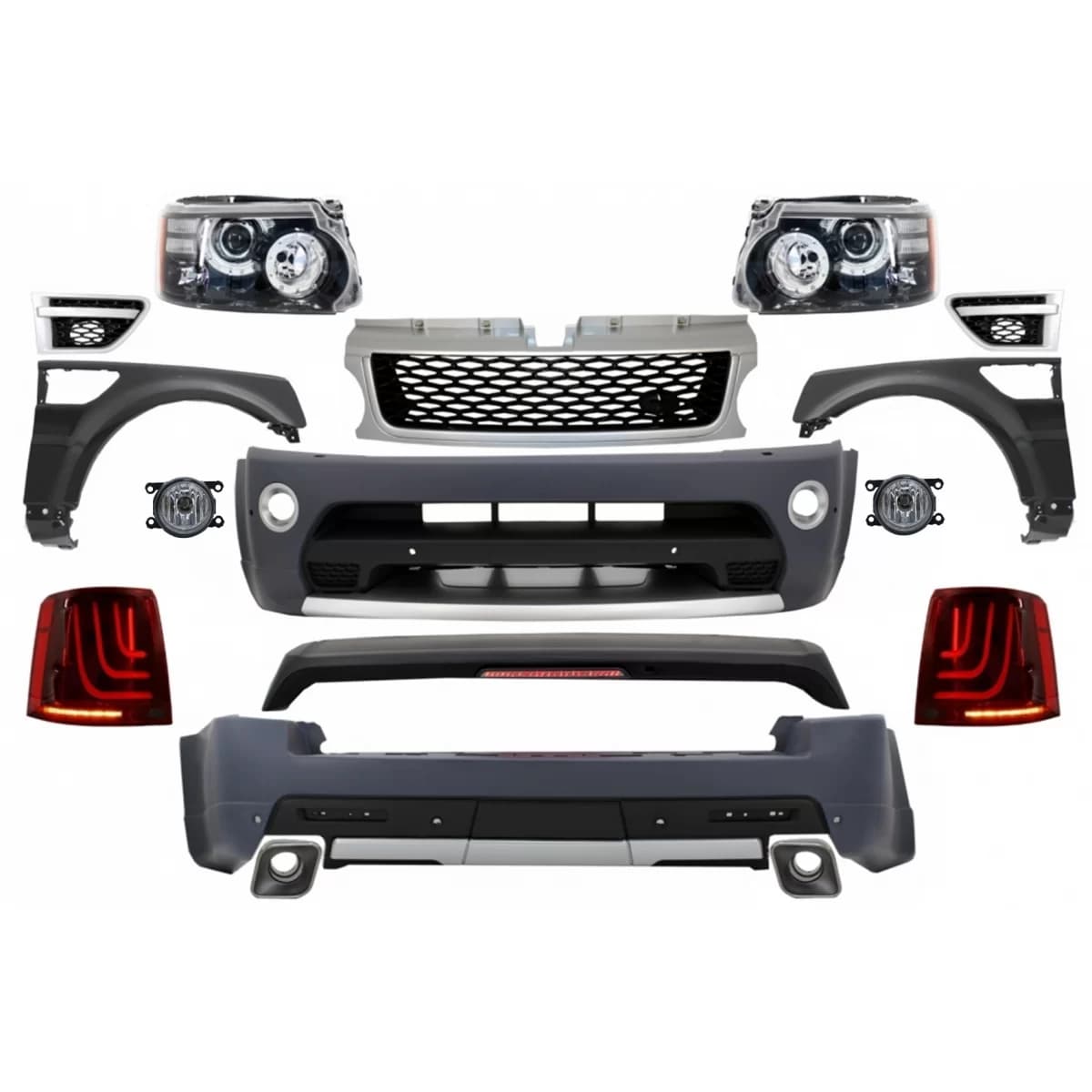 Complete Body Kit suitable for Land Range Rover Sport L320 Facelift (2009-2013) Autobiography Design Glohh LED Taillights GL-3 Dynamic