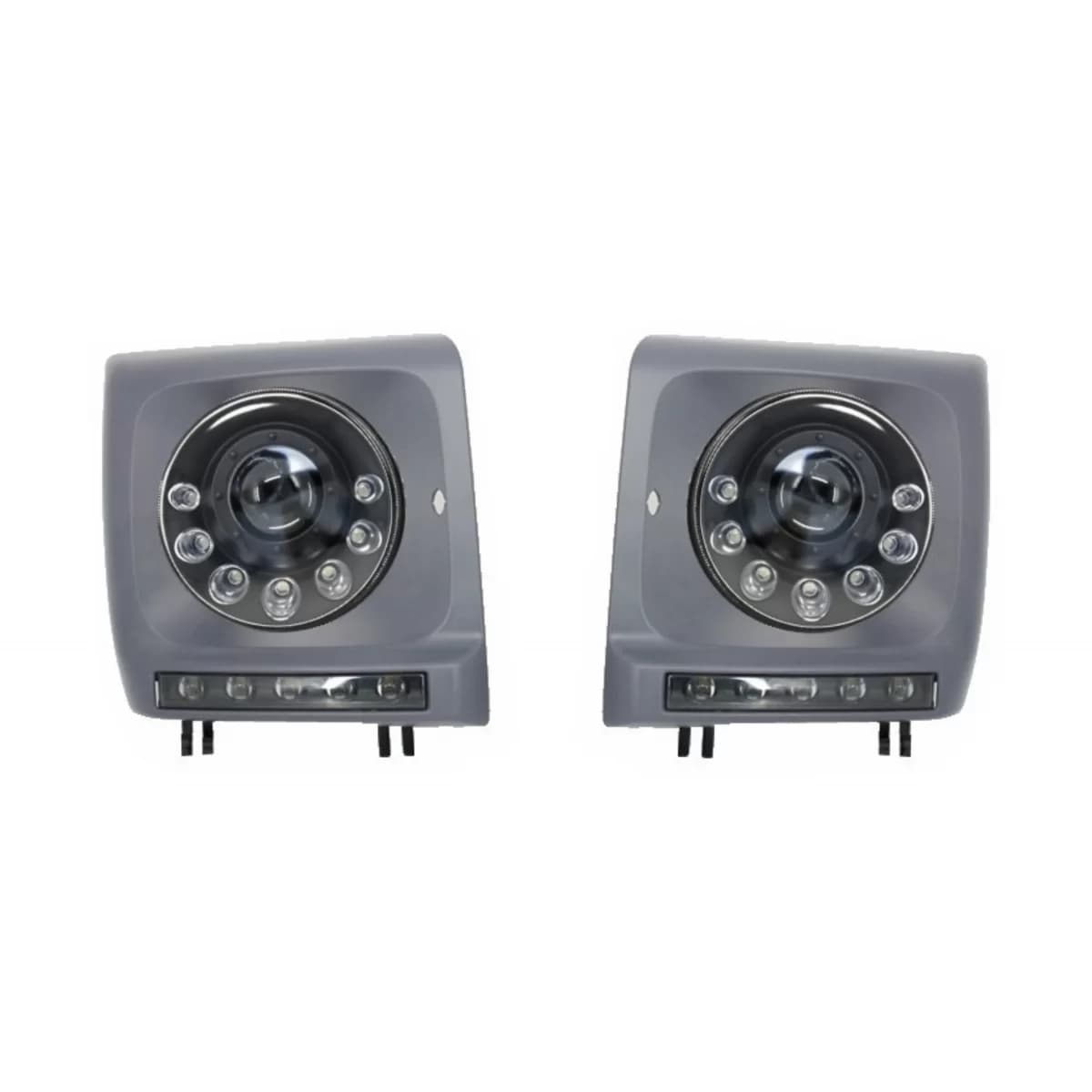 LED Headlights Black Bi-Xenon Look with DRL Covers suitable for Mercedes G-Class W463 (1989-2012)
