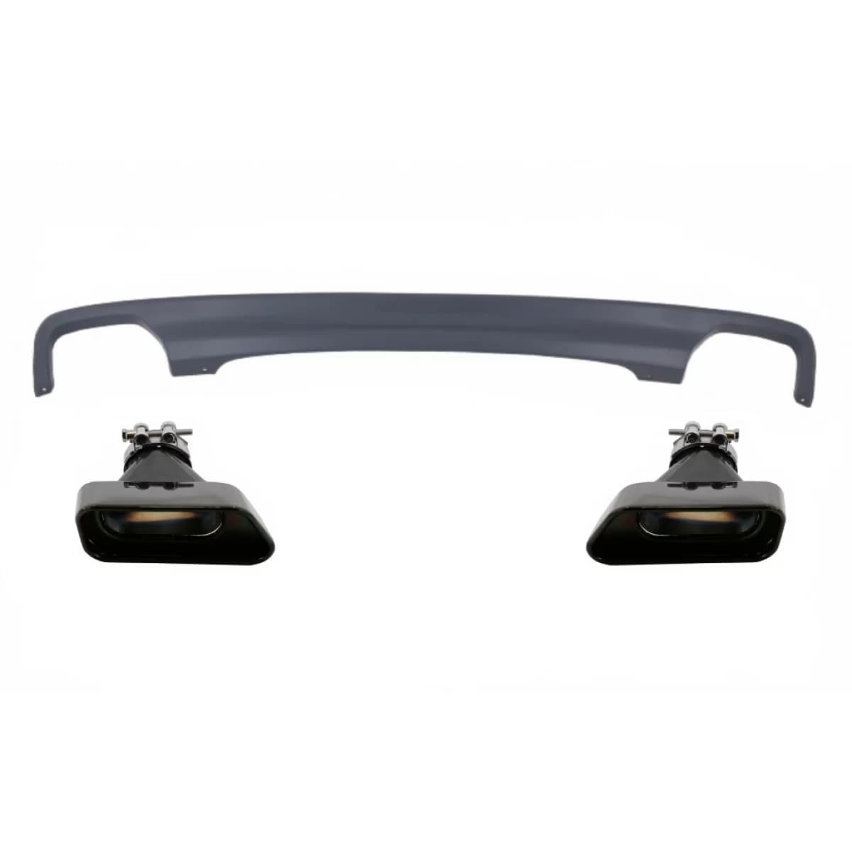 Double Outlet Air Diffuser suitable for BMW F10 F11 Sedan Touring 5 Series (2011-2017) 550i Design with Exhaust Muffler Tips Square Design