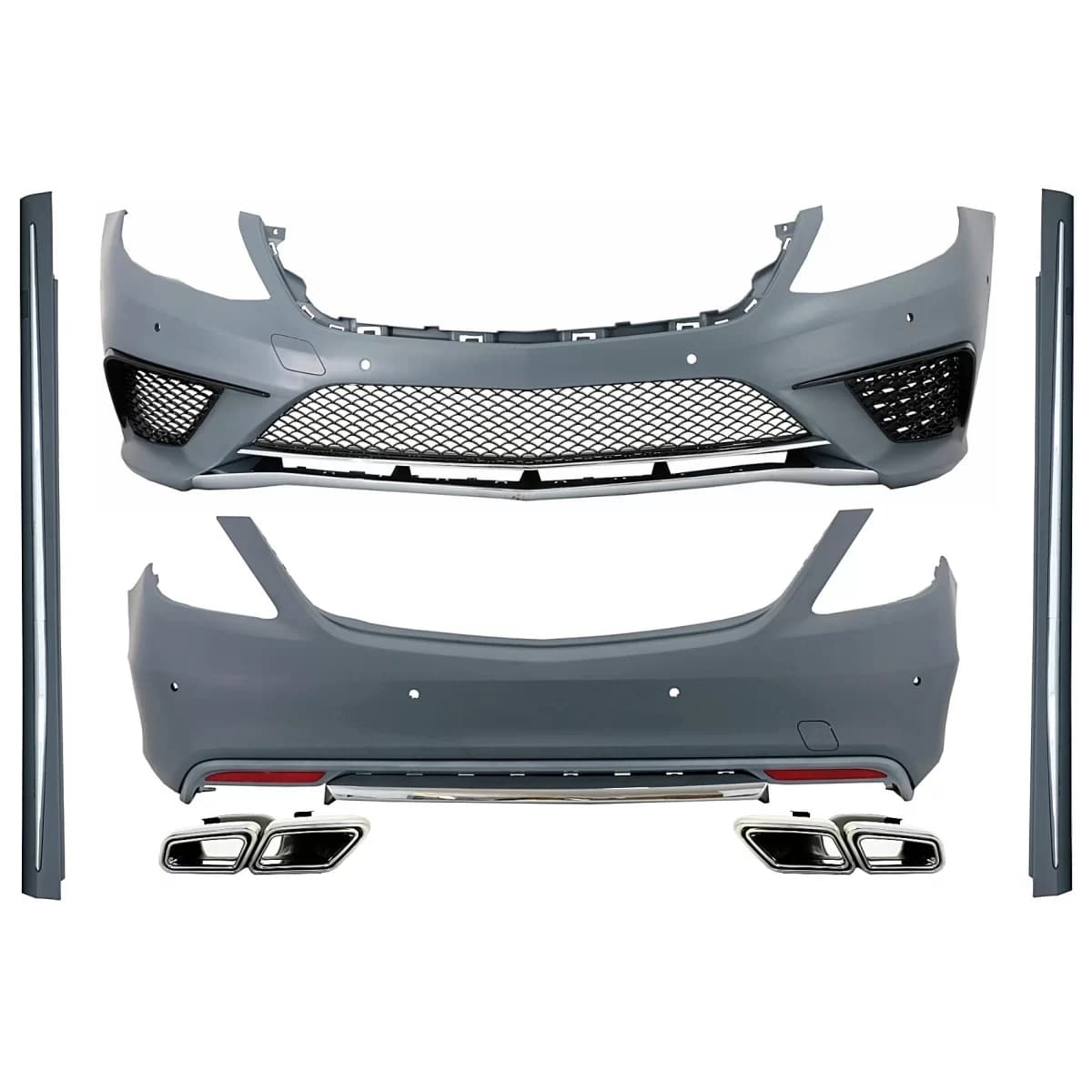 Body Kit suitable for Mercedes S-Class W222 (2013-06.2017) Long Version with Exhaust Muffler Tips S63 Design Chrome Special Edition