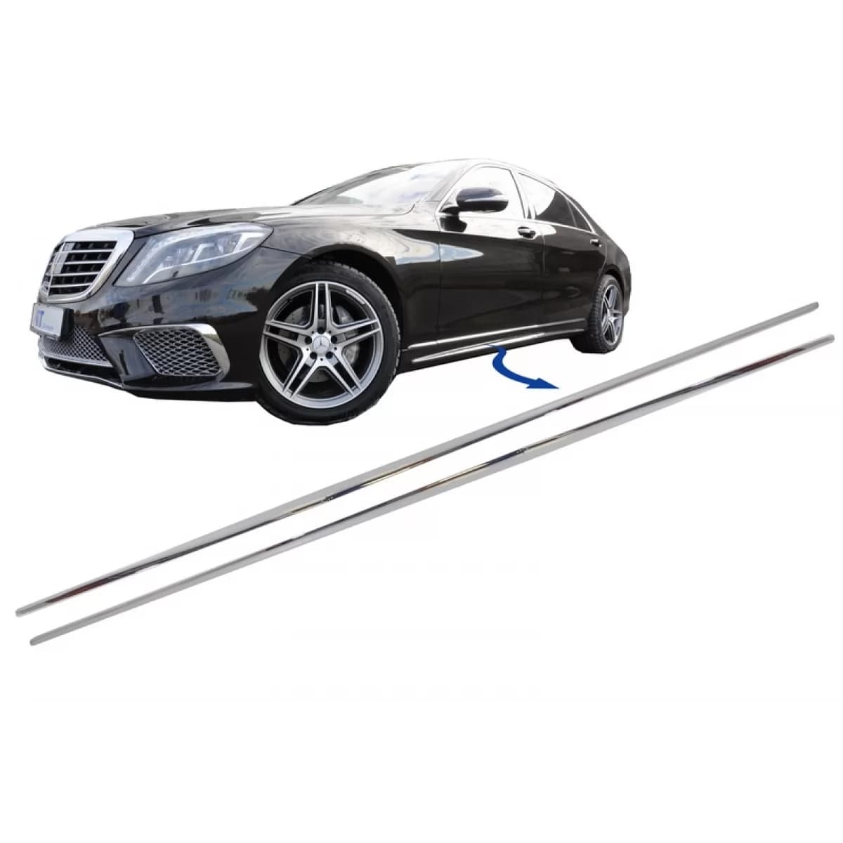 Chrome Parts Trim Strips Side Skirts suitable for Mercedes S-Class W222 (2013-2020) S65 S63 Design