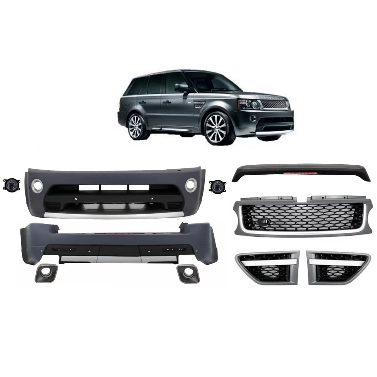 Body Kit suitable for Land Range Rover Sport L320 Facelift (2009-2013) Autobiography Design Platinum Black Grille Edition