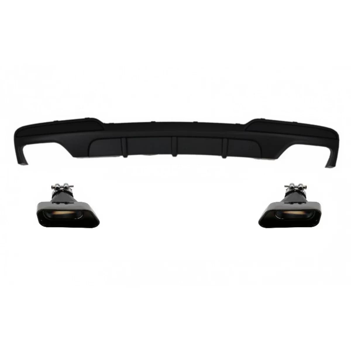 Double Outlet Air Diffuser suitable for BMW F10 5 Series (2011-2017) M-Performance Design with Black Exhaust Muffler Tips V8 LCI Square Design