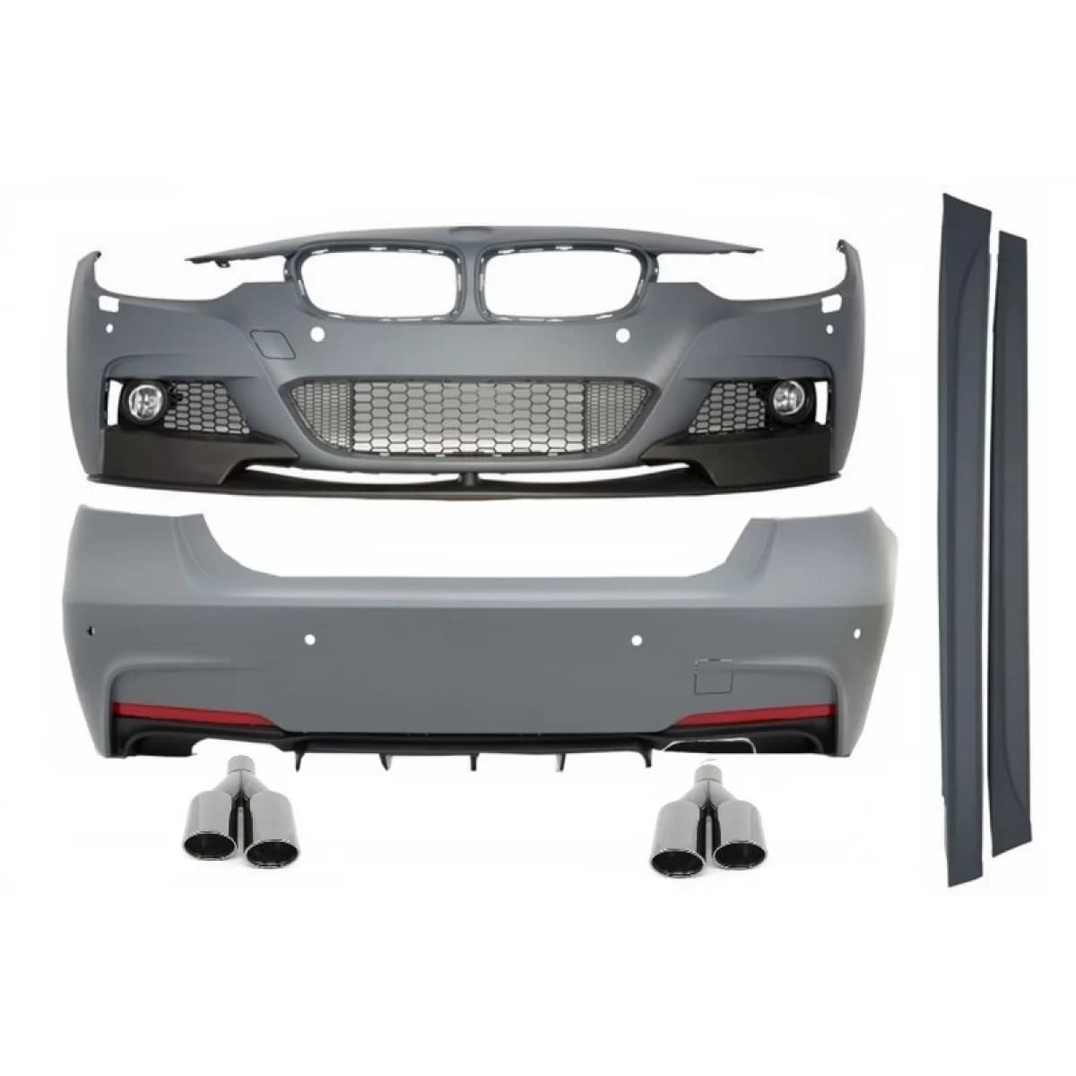 Complete Body Kit with Exhaust Muffler Tips Black suitable for BMW 3 Series F30 (2011-2019) M-Performance Design