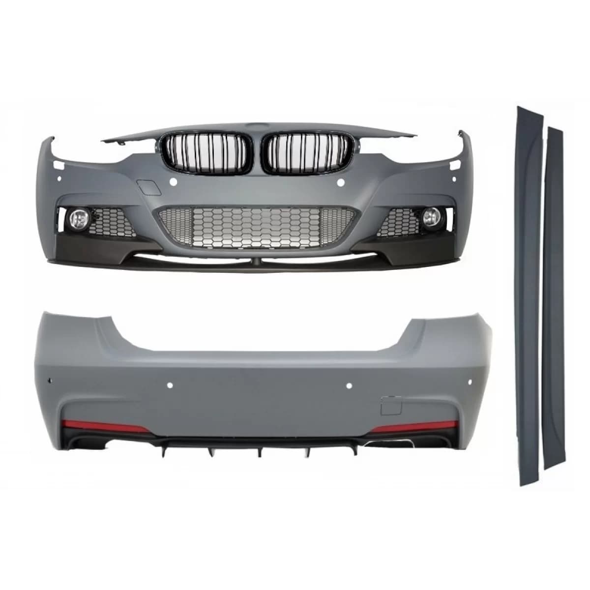 Complete Body Kit with Kidney Grilles suitable for BMW 3 Series F30 (2011-2019) M-Performance Design With Double Version Air Diffuser