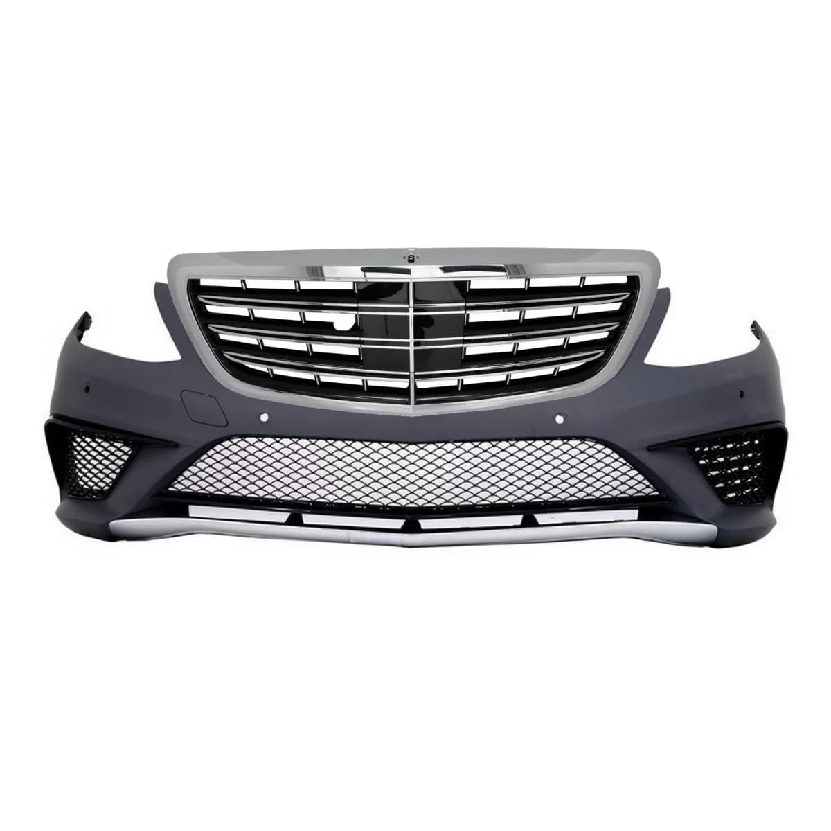 Front Bumper suitable for Mercedes W222 S-Class (2013-06.2017) S63 Design with Central Grille Chrome