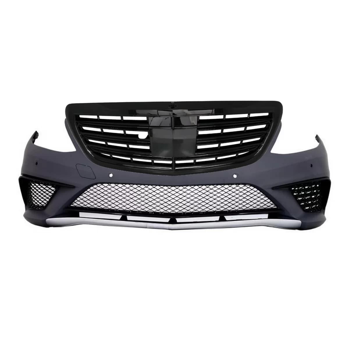 Front Bumper suitable for Mercedes S-Class W222 (2013-06.2017) S63 Design with Central Grille Piano Black