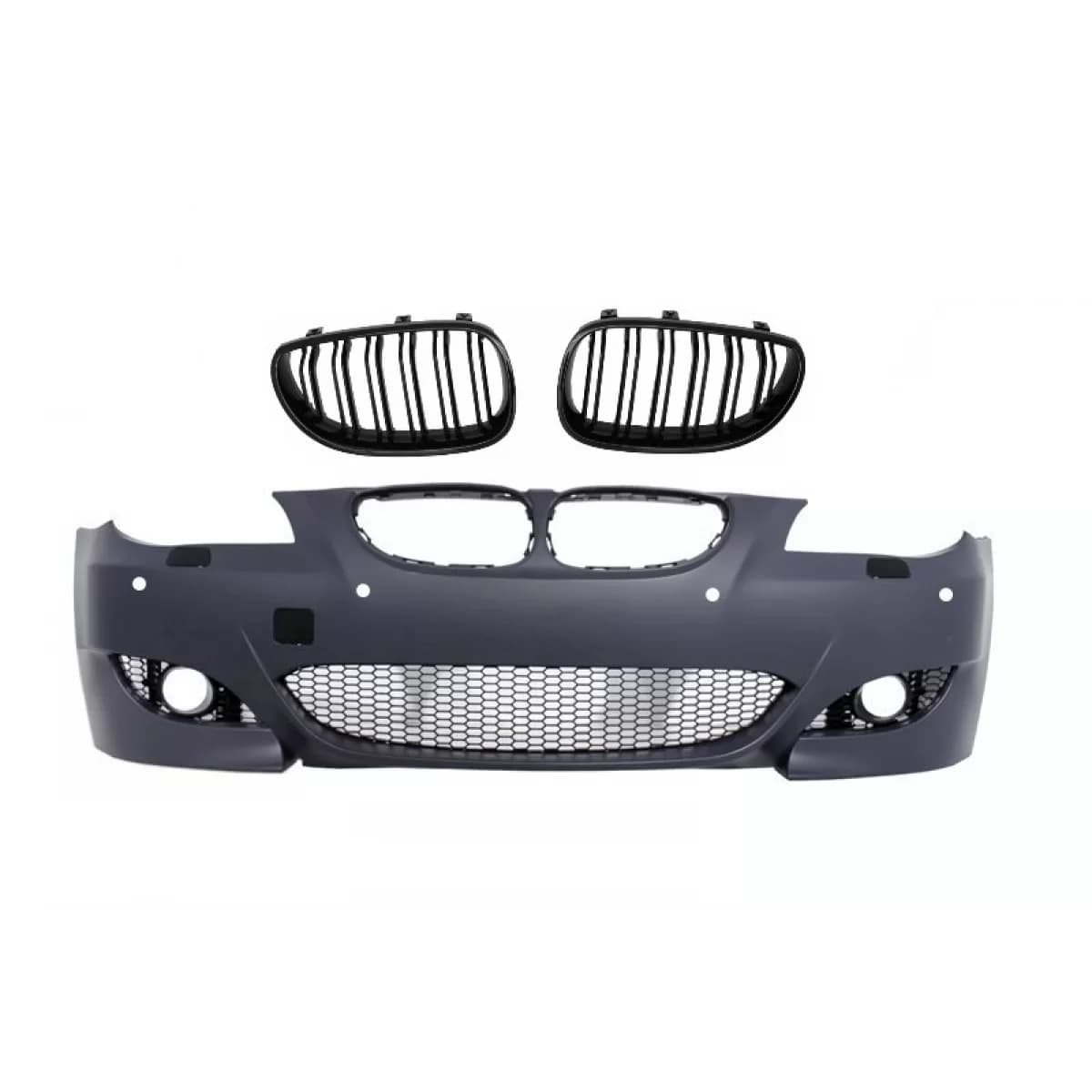 Front Bumper suitable for BMW 5 Series E60 E61 (2003-2007) M5 Design with Central Grilles Double Stripe Piano Black