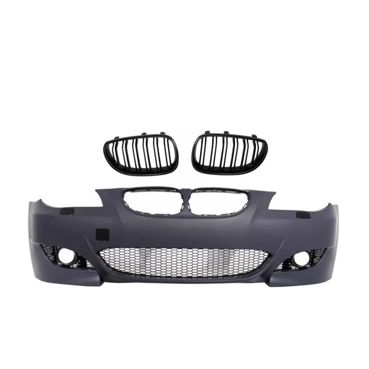 Front Bumper suitable for BMW 5 Series E60 (2003-2010) M5 Design with Central Grille Double Stripe Piano Black