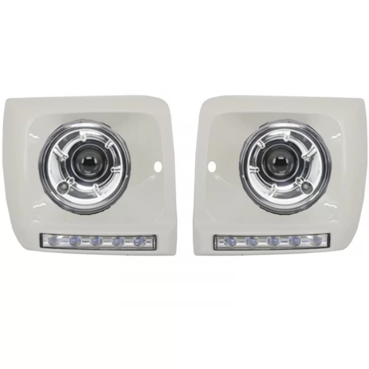 Headlights Bi-Xenon Look with Covers White LED DRL Suitable for Mercedes G-Class W463 (1989-2012) G65 Design
