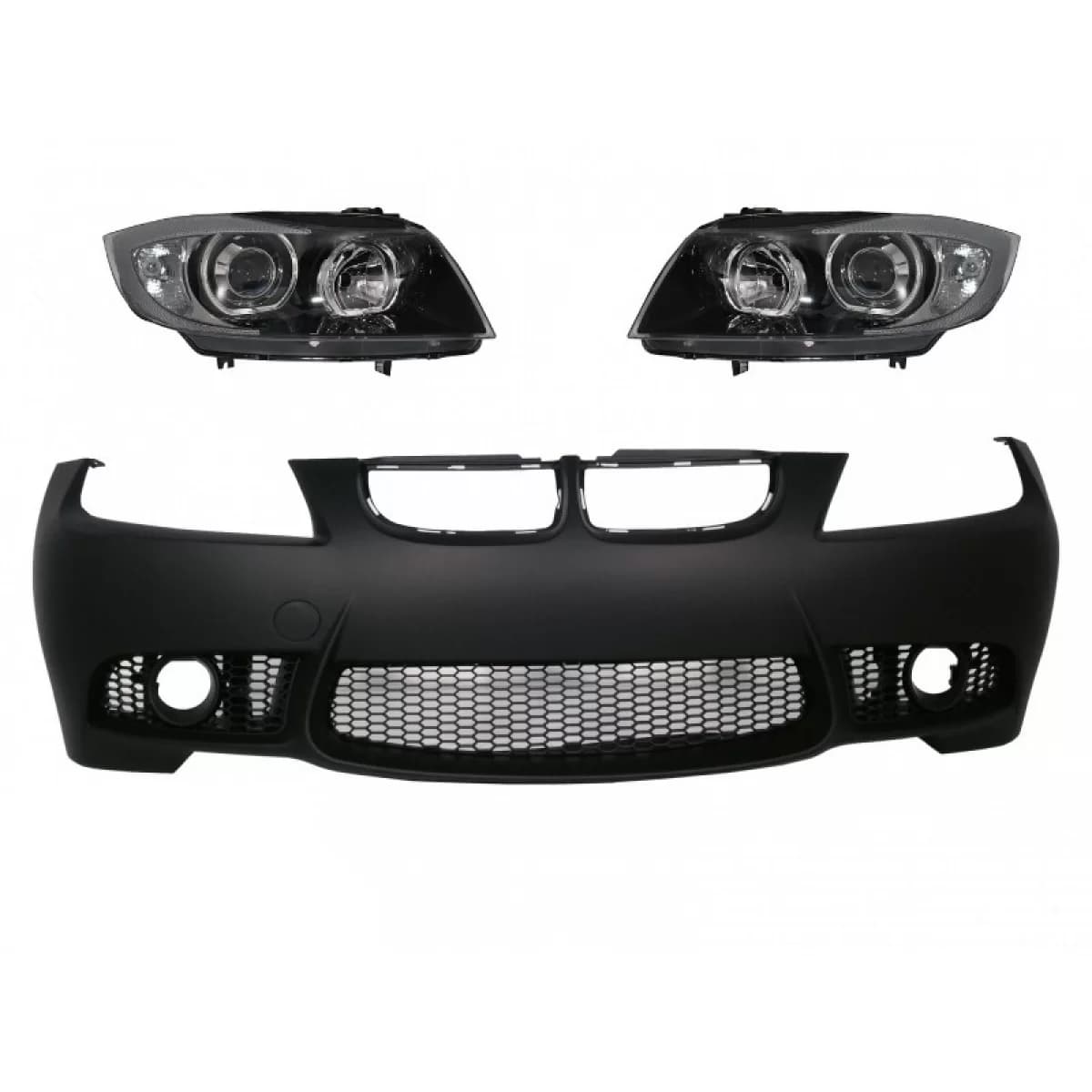 Front Bumper suitable for BMW 3 series E90 Sedan E91 Touring (2004-2008) Non LCI M3 Design with Headlights Angel Eyes