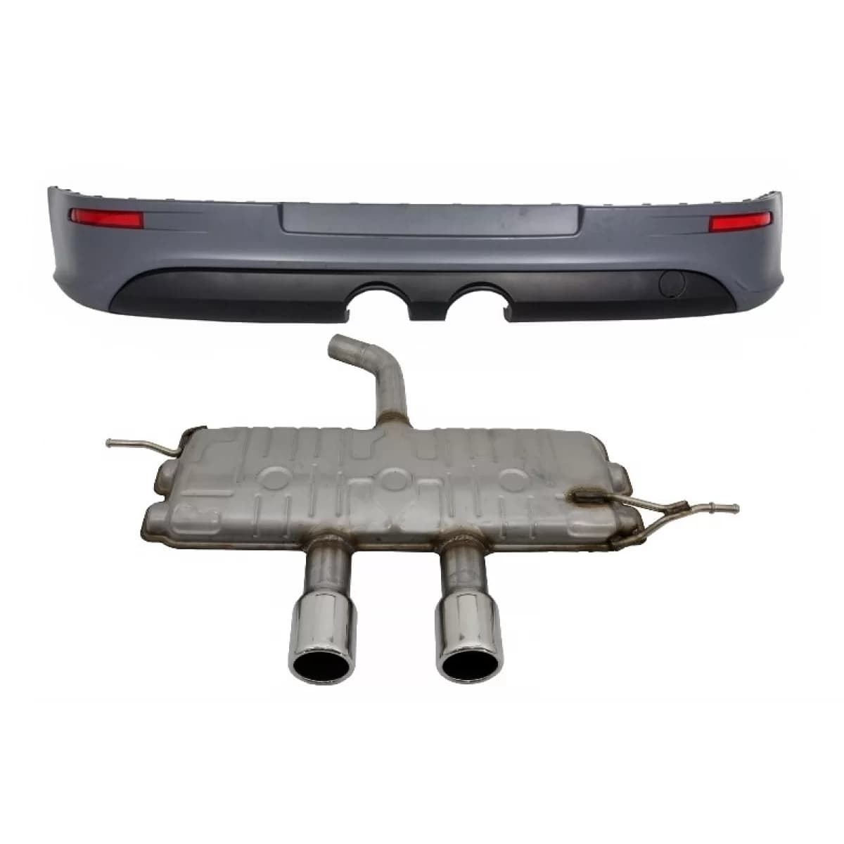 Rear Bumper Extension suitable for VW Golf 5 V (2003-2007) R32 Look with Complete Exhaust System Catback Muffler