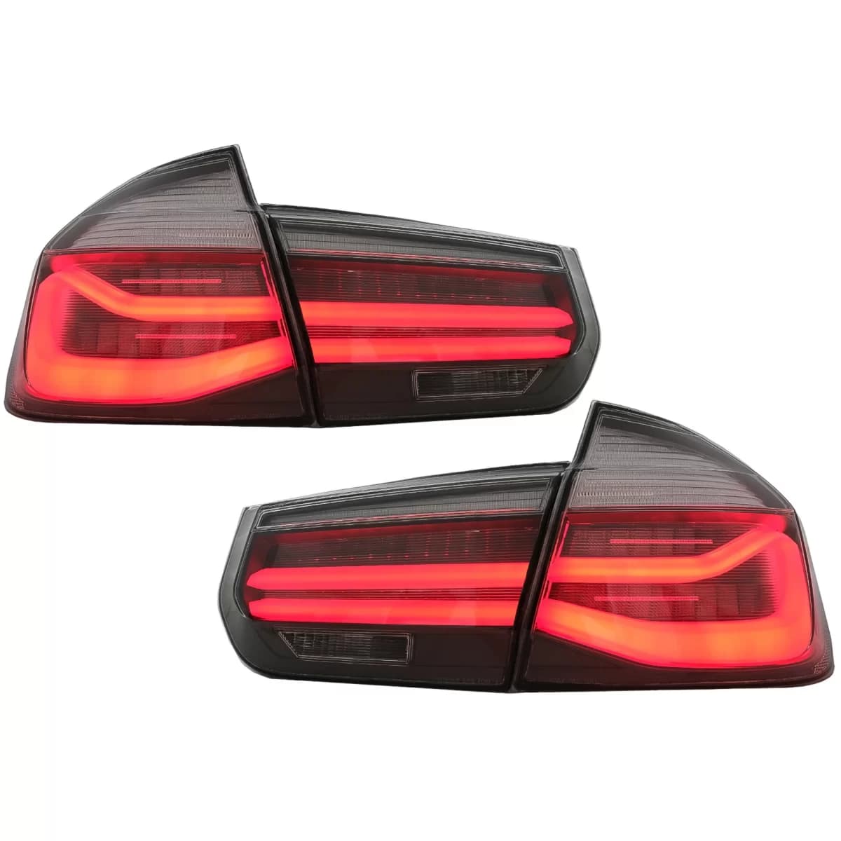 LED Taillights M Look Black Line suitable for BMW 3 Series F30 Pre LCI & LCI (2011-2019) Red Smoke Conversion to LCI Design with Dynamic Sequential Turning Light