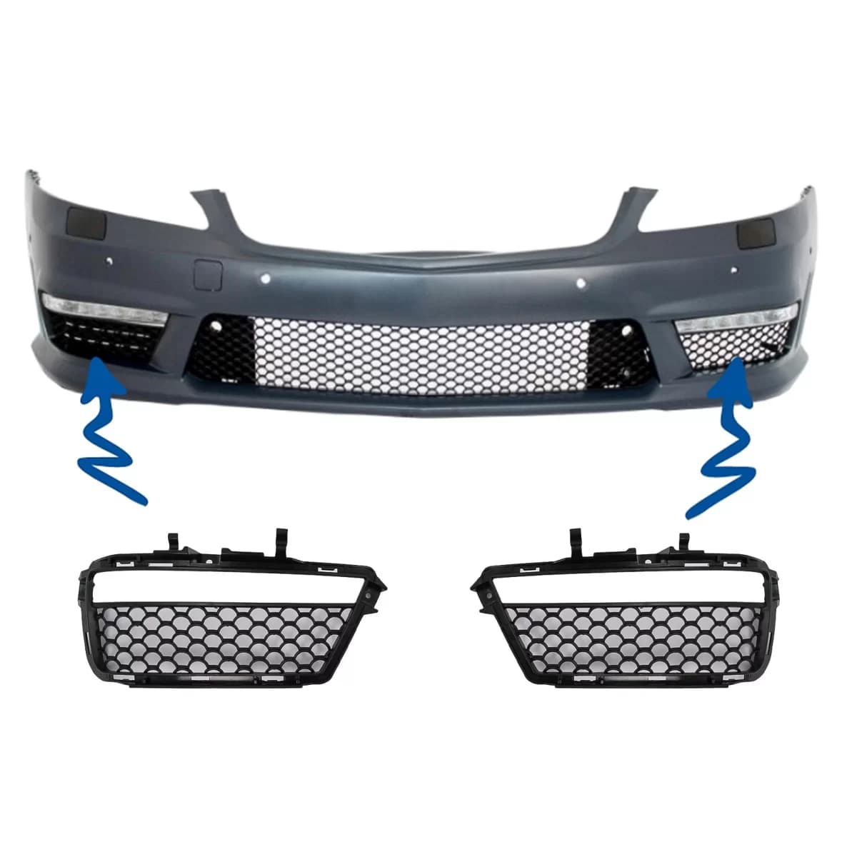 Front Bumper Side Grilles Fog Light DRL suitable for Mercedes S-Class W221 (2005-2012) S63 S65 Design