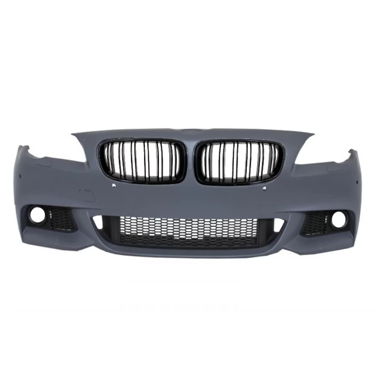 Front Bumper suitable for BMW 5 Series F10 F11 (2010-2014) M-Technik Design with Kidney Grilles Double Stripe M Design Piano Black