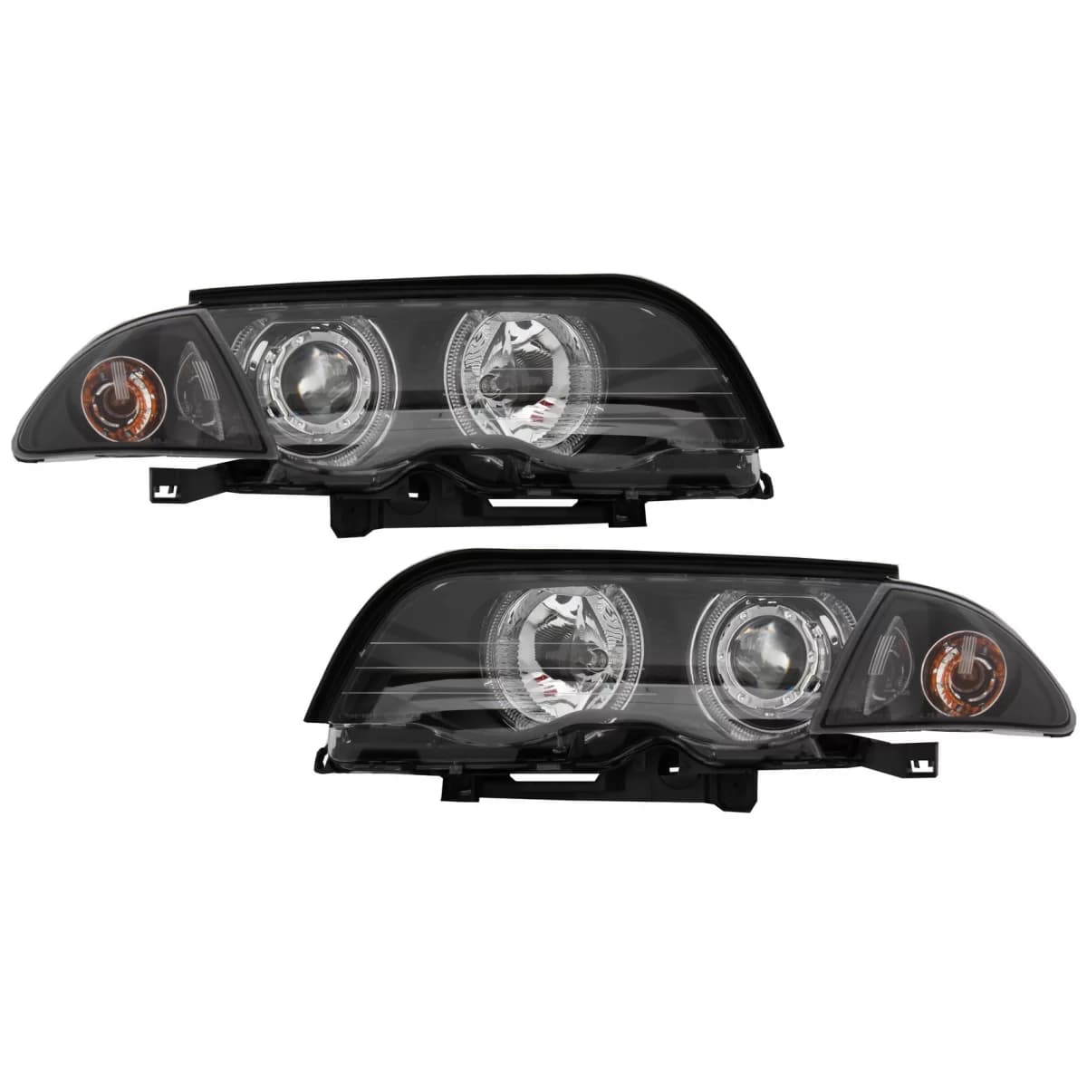 Headlights LED Angel Eyes suitable for BMW E46 Limousine Touring (1998-2001) Black