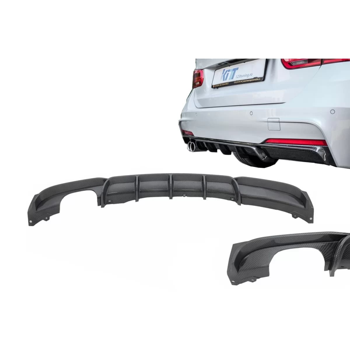 Rear Bumper Spoiler Valance Diffuser Carbon suitable for BMW 3 Series F30 F31 (2011-2019) M Design Left Outlet