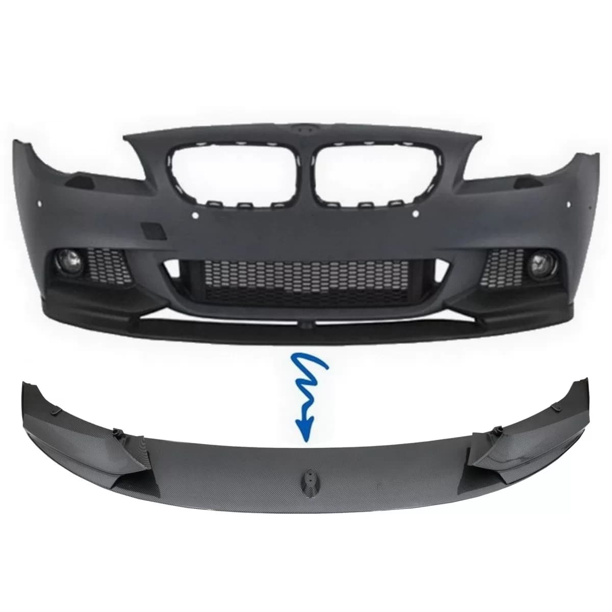 Front Bumper Spoiler Lip Carbon Coating suitable for BMW 5 Series F10 F11 (2011-2017) Sedan Touring M-Performance Design
