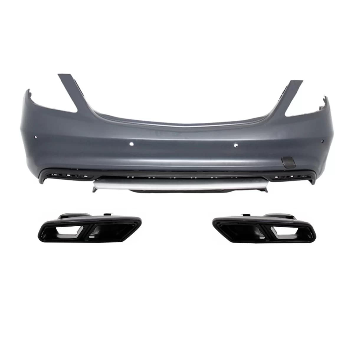 Rear Bumper With Exhaust Muffler Tips Black Edition suitable for Mercedes W222 S-Class (2013-up) S63 Design
