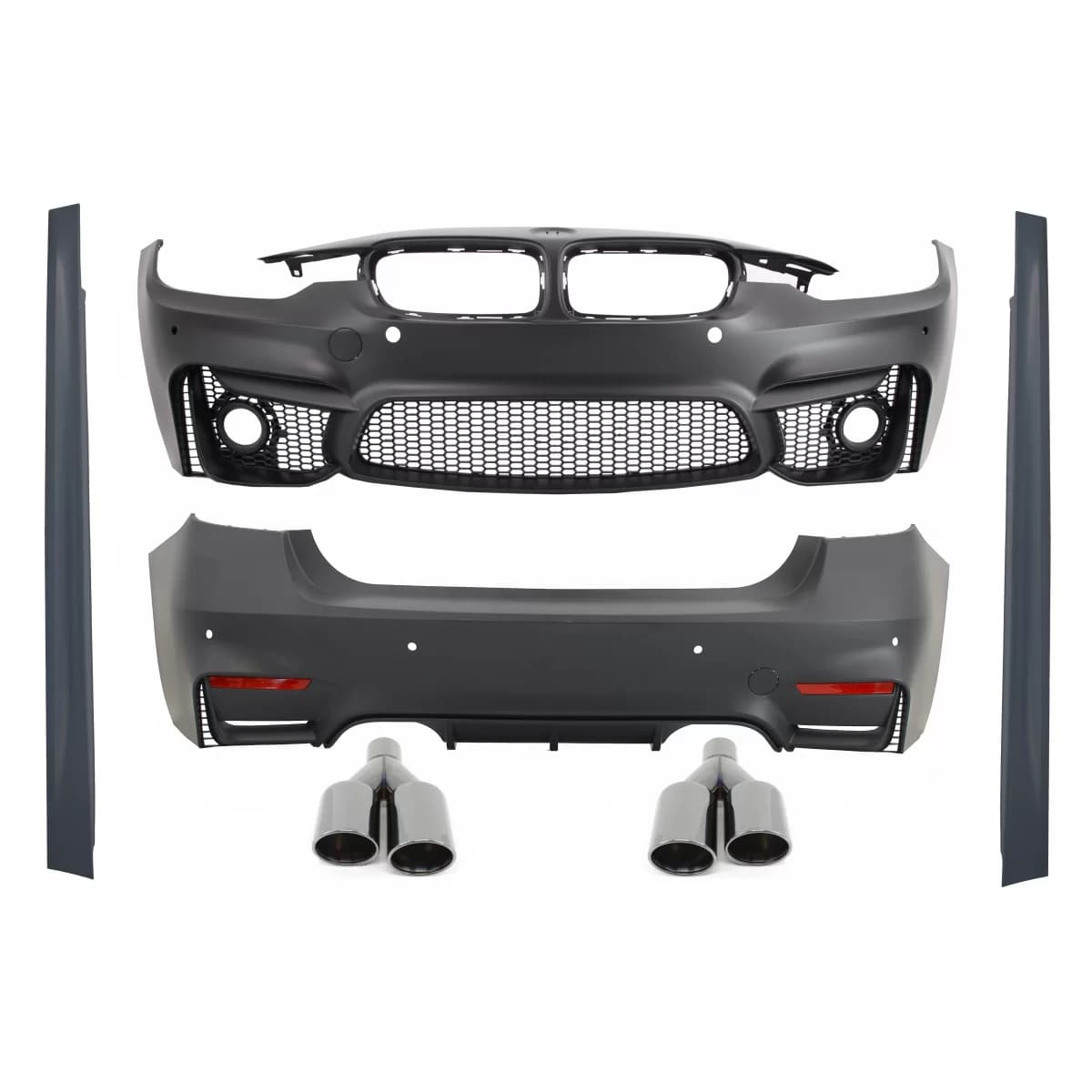 Body Kit suitable for BMW F30 (2011-2019) EVO II M3 CS Design with Exhaust Muffler Tips Quad M-Power Black