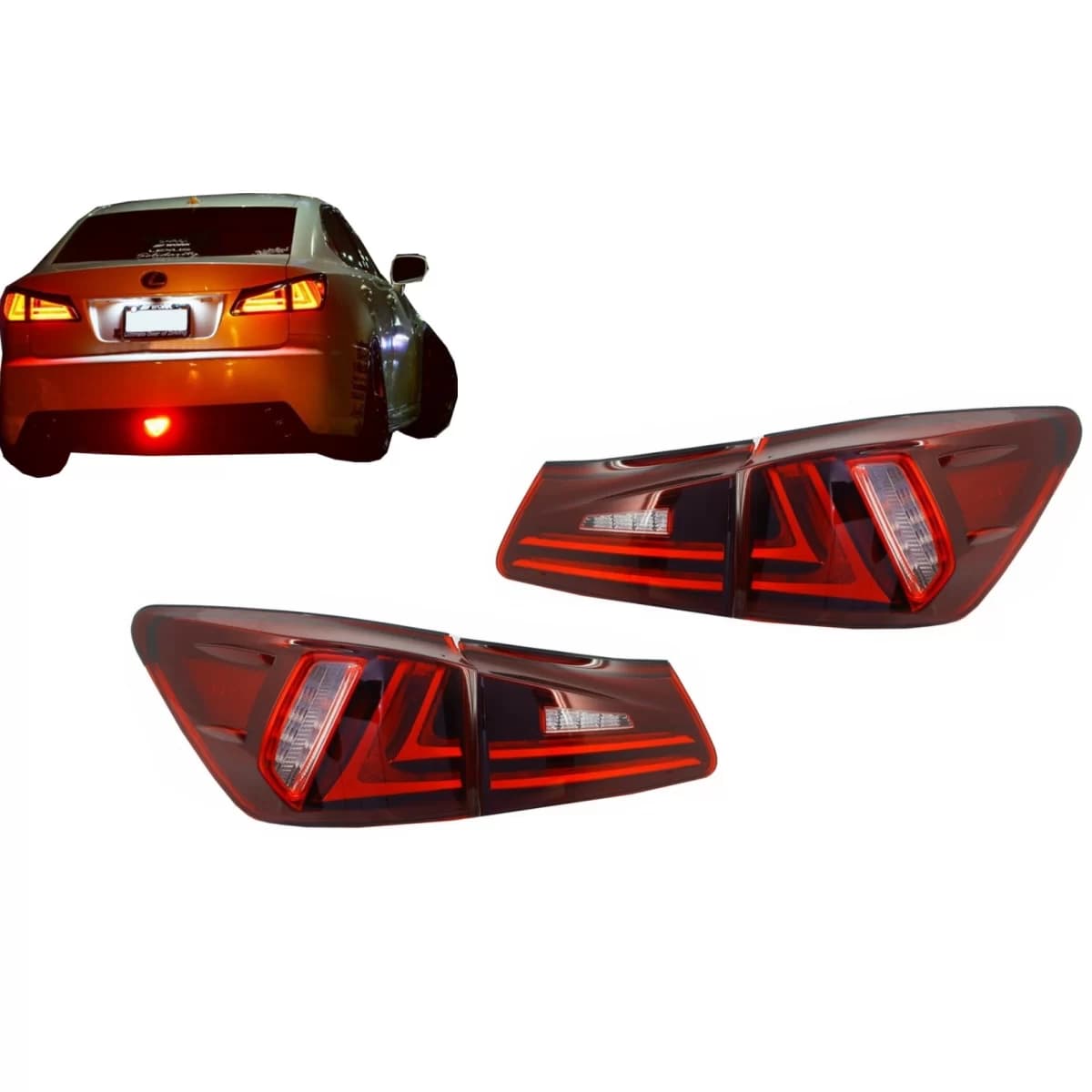 Taillights Full LED suitable for Lexus IS XE20 (2006-2012) Light Bar Facelift New XE30 Red Clear