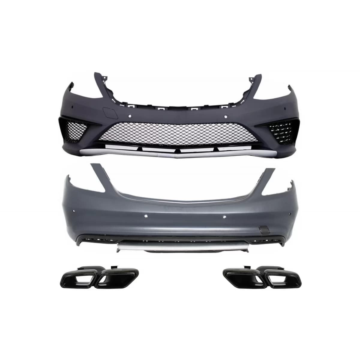 Body Kit suitable for MERCEDES Benz W222 S-Class (2013-06.2017) S65 Design with Exhaust Muffler Tips Black