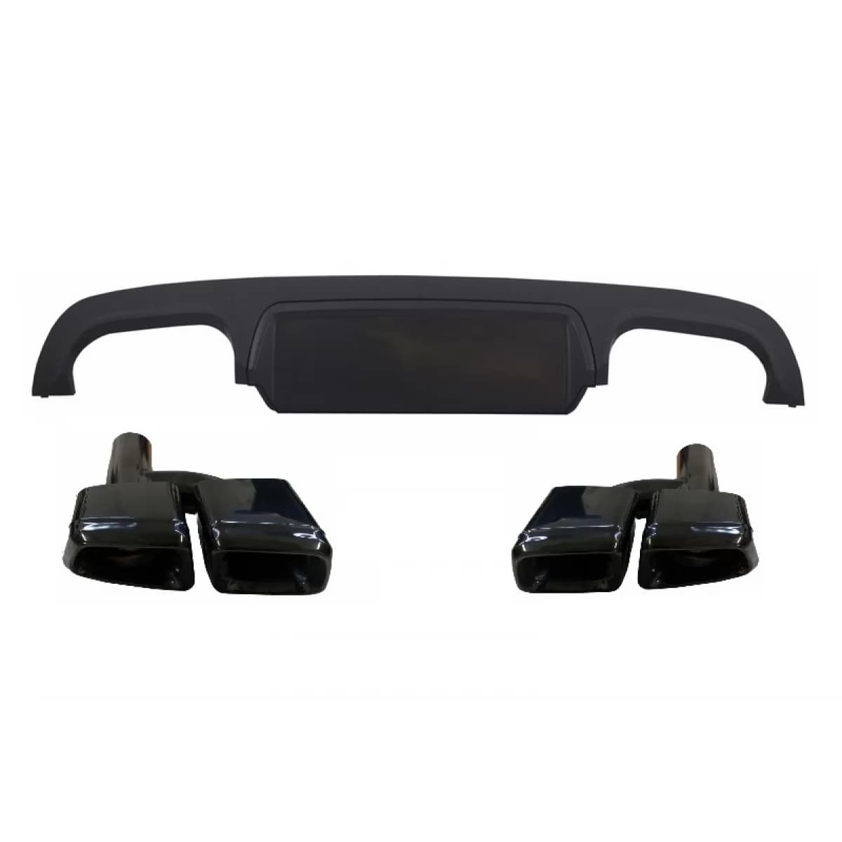 Rear Bumper Diffuser suitable for Mercedes S-Class W221 (2005-2013) Facelift S63 S65 Design with Black Exhaust Muffler Tips