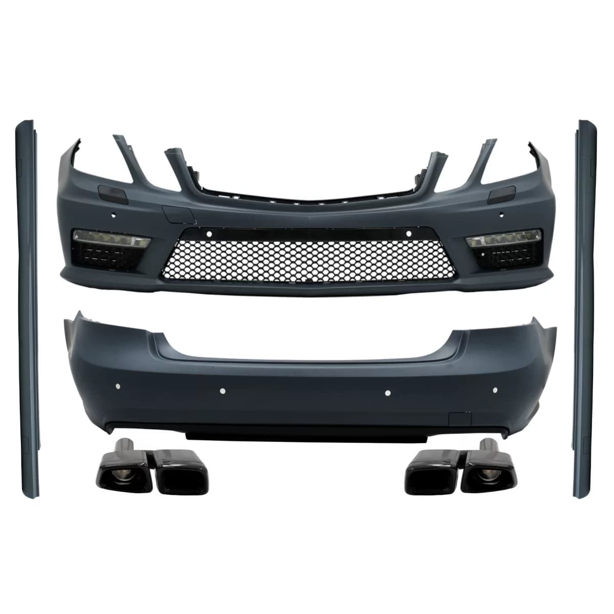 Complete Body Kit suitable for Mercedes E-class W212 (2009-2013) E63 Look with Exhaust Muffler Tips Black Edition