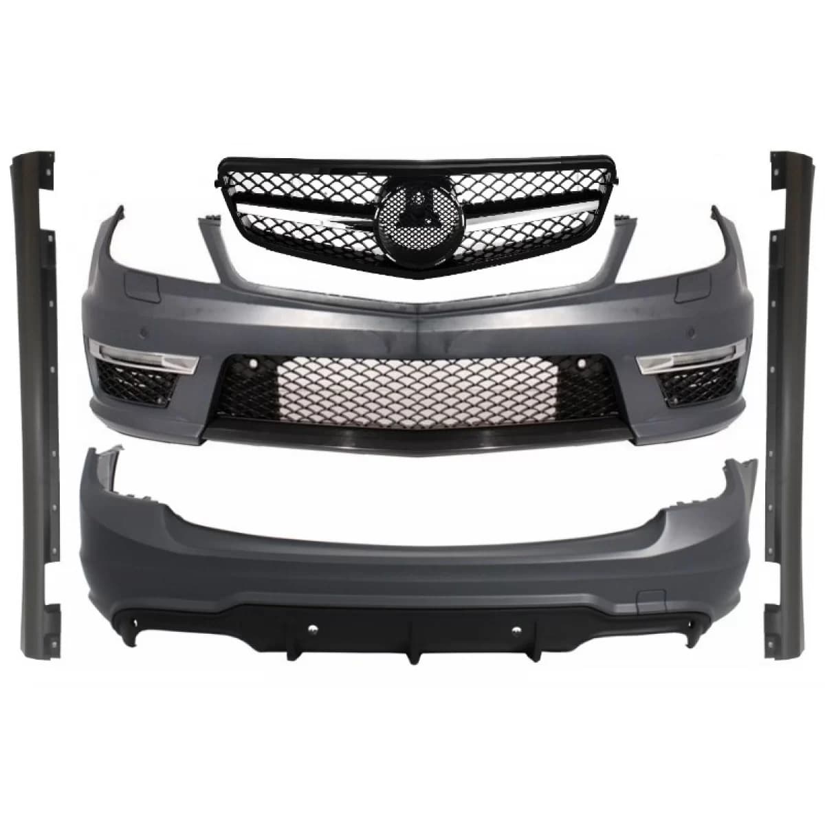 Suitable for MERCEDES C-Class W204 Facelift C63 Body Kit T-Modell S204 Station Wagon Estate with Front Grille Sport Black Glossy