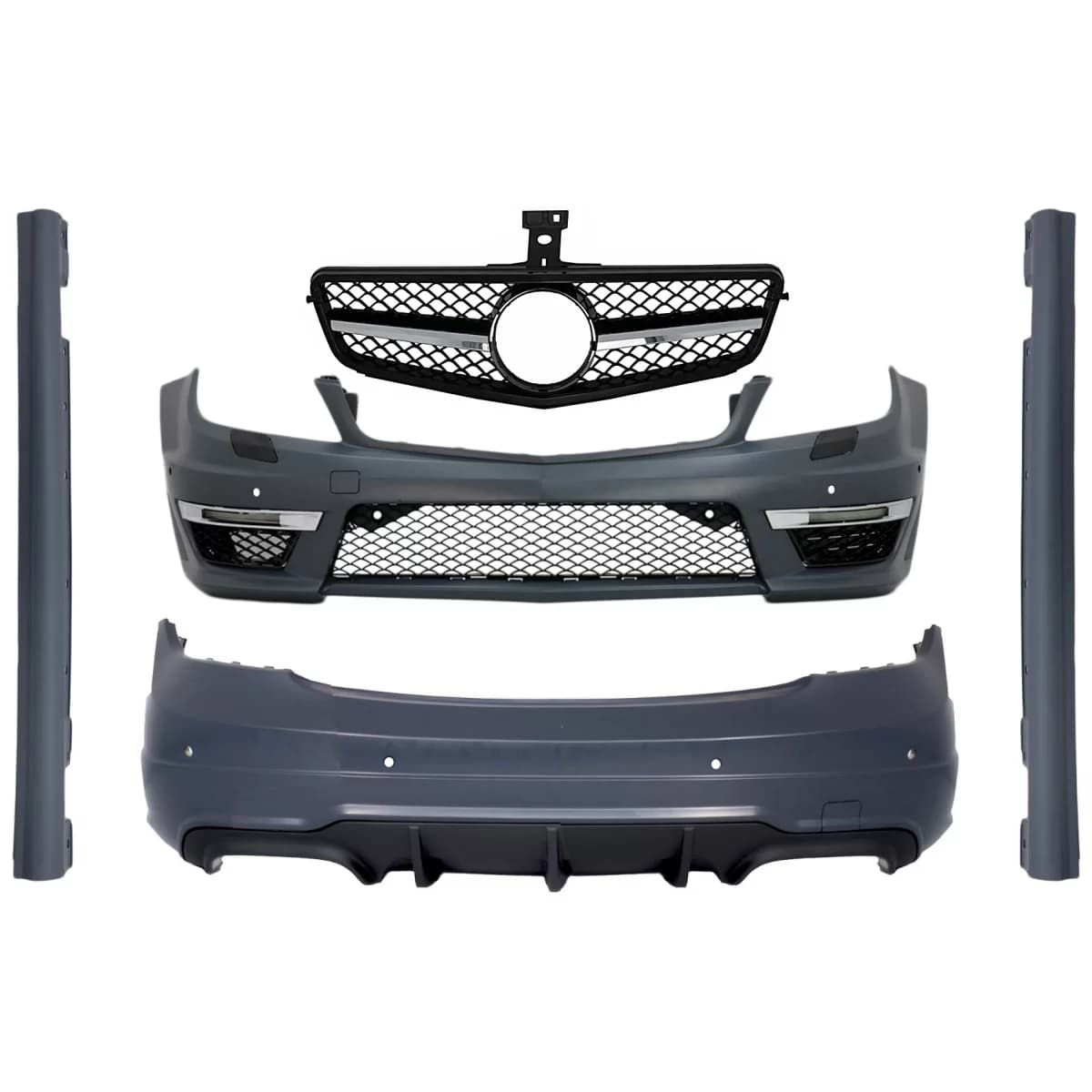 Body Kit with Sport Front Grille Black suitable for Mercedes C-Class W204 (2007-2014) Facelift C63 Design