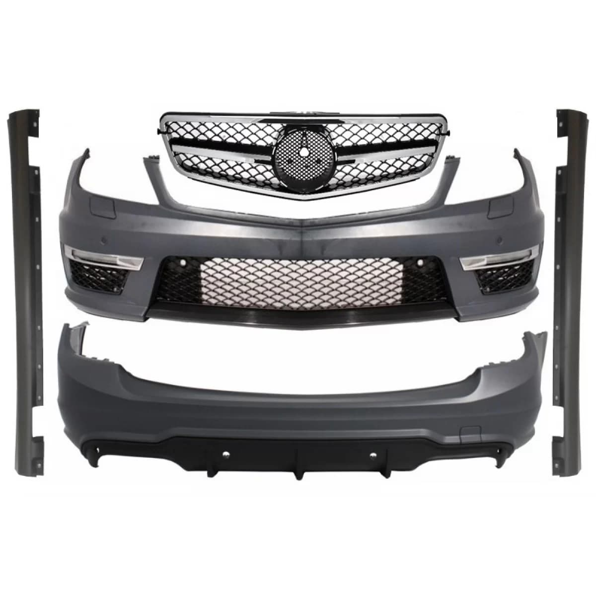 Suitable for MERCEDES C-Class W204 Facelift Body Kit T-Modell S204 Station Wagon Estate with Front Grille Sport Black Glossy & Chrome