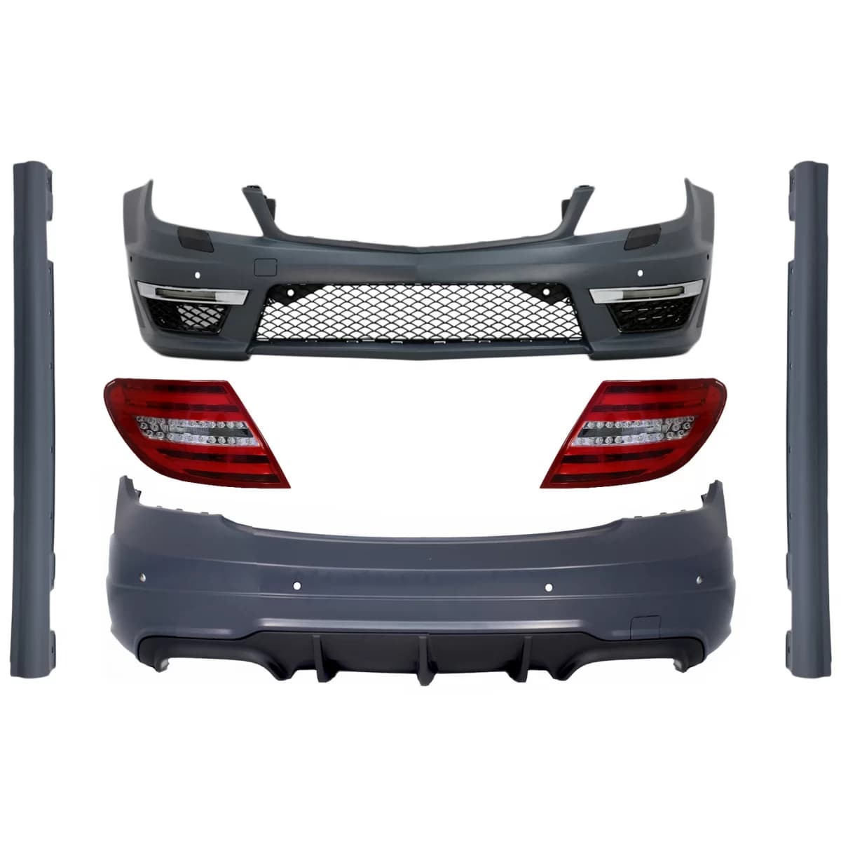 Body Kit suitable for Mercedes C-Class W204 Facelift (2007-2015) with LED Taillights