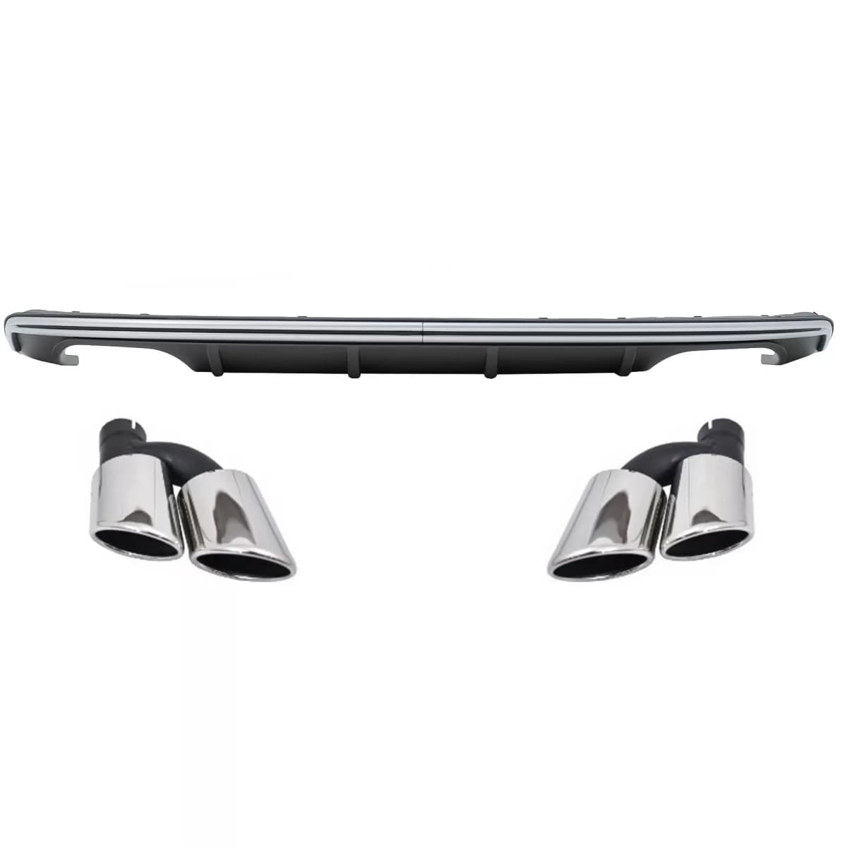 Rear Bumper Valance Diffuser suitable for Audi A3 8V Hatchback Sportback (2012-2015) with Exhaust Muffler Tips Tail Pipes S3 Quad Design